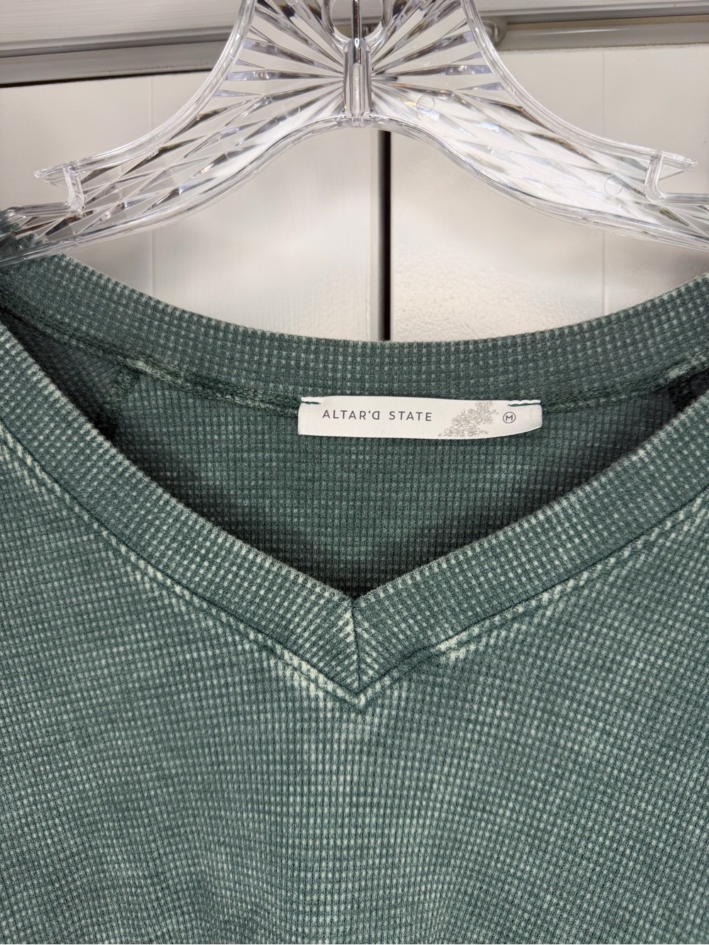 Altar'd State Washed Green V-Neck Cropped Top - Picture 6 of 6